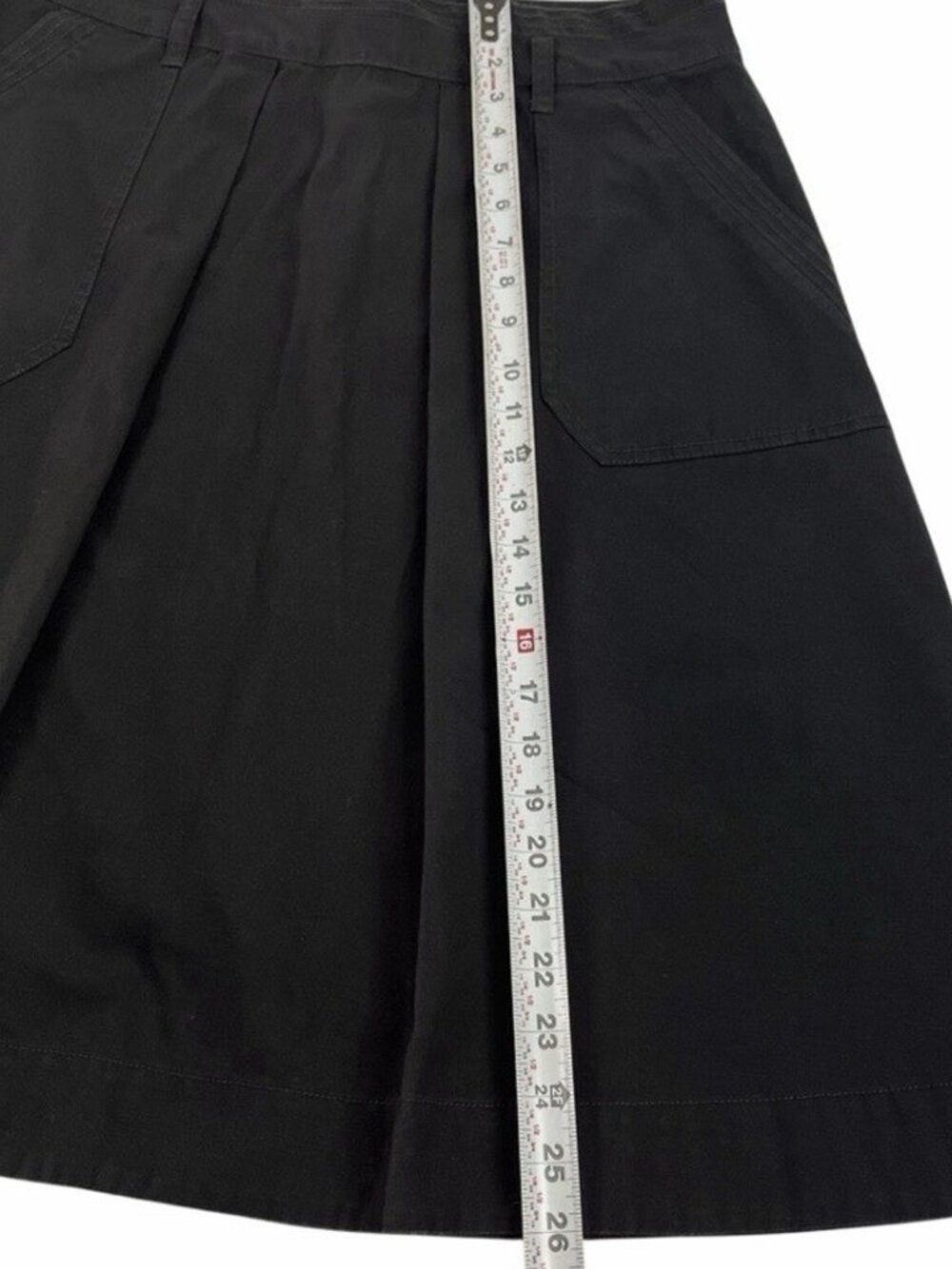 Gap Skirt Pleated A-Line Black Cotton Midi Academia Pockets Belt Loops Size 14 - Picture 5 of 8